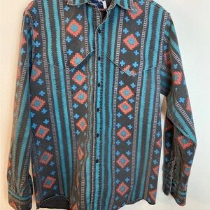 Vintage 90s Wrangler Men's brushpopper Button Down Shirt